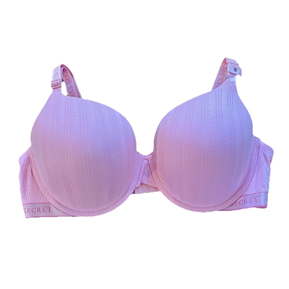 NWT Victoria's Secret Push Up Bra 40DD Pink Logo Strap Ribbed Smooth Cup